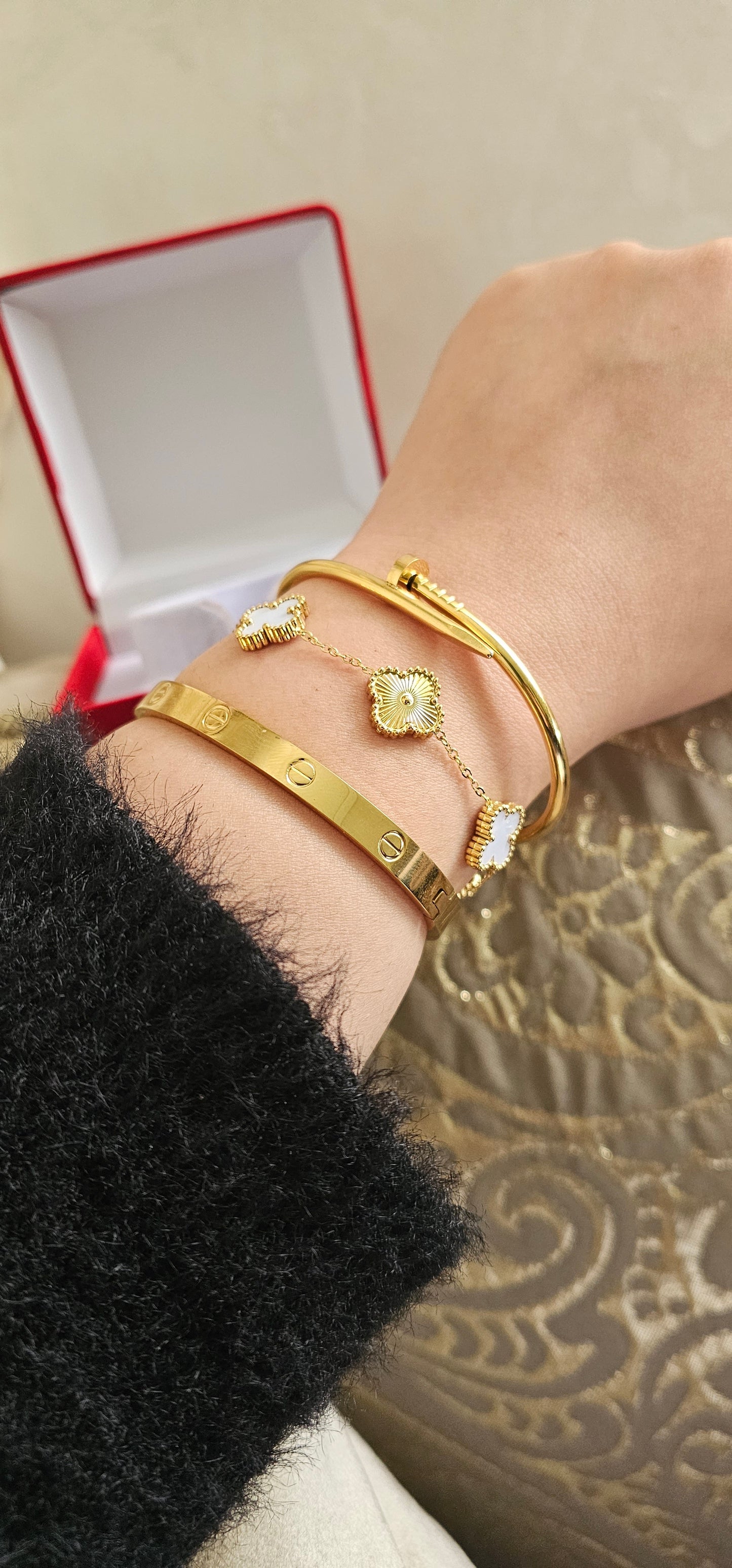 Trio bracelet blanc doré